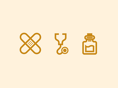 First Aid Icons bandage bottle icons medicine stethoscope