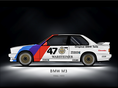 BMW M3 automobile bmw car faster illustration m3 origin penonpaper race sports vector