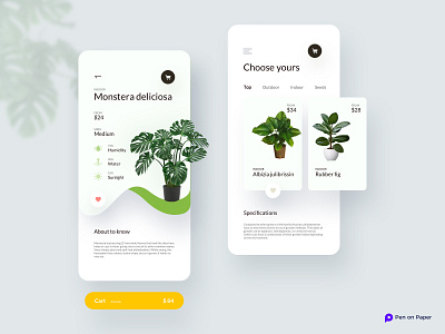 Concept - Plants App cart design green greenery indoorplant minimal nature outdoorplant penonpaper plant plants seeds shop ui ui design