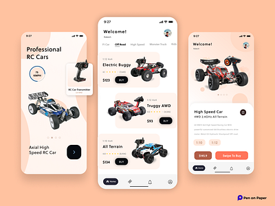 RC car app design electricbuggy figma penonpaper racecar racer racetruck rc car rccralwer remote remotecar terrain toy truggy ui ui design ui ux uidesign