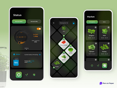 AeroGarden aero aerogarden design glassmorphism green greens grow growth market marketing penonpaper plants softui ui ui design uidesign vegan vegetable vegetables veggies