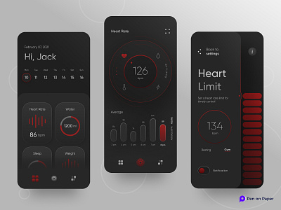 Heart Monitoring app app design branding design digital figma illustration minimal penonpaper ui ui design uidesign