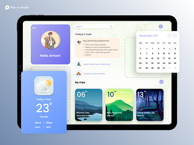 Ipad Dashboard adobe app branding calender dashboarddesgin design dribblers graphic design illustration ipaddashboard ipadui logo motion graphics penonpaper ui ui design ui ux uidesign userexperience uxui