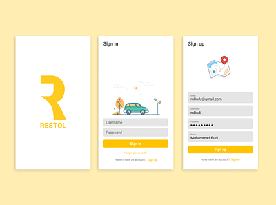Redesign RESTOL APPS app branding design flat highway illustration logo minimal typography ui