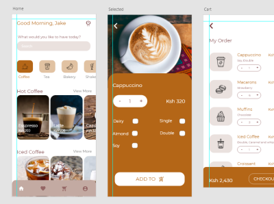 Coffee Ordering App app coffee coffee shop design flat typography ui ux