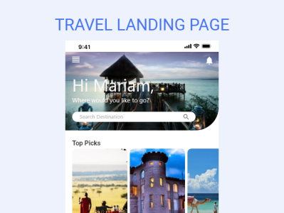 Travel landing Page homepage travel ui ux