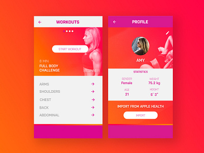 Workout App Concept app design digital mobile ui