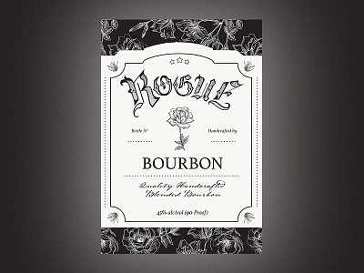 Rogue Bourbon hand-lettered illustration label print typography
