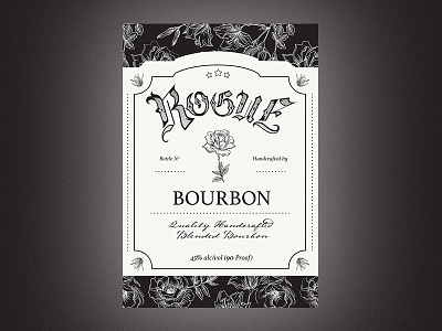 Rogue Bourbon hand lettered illustration label print typography