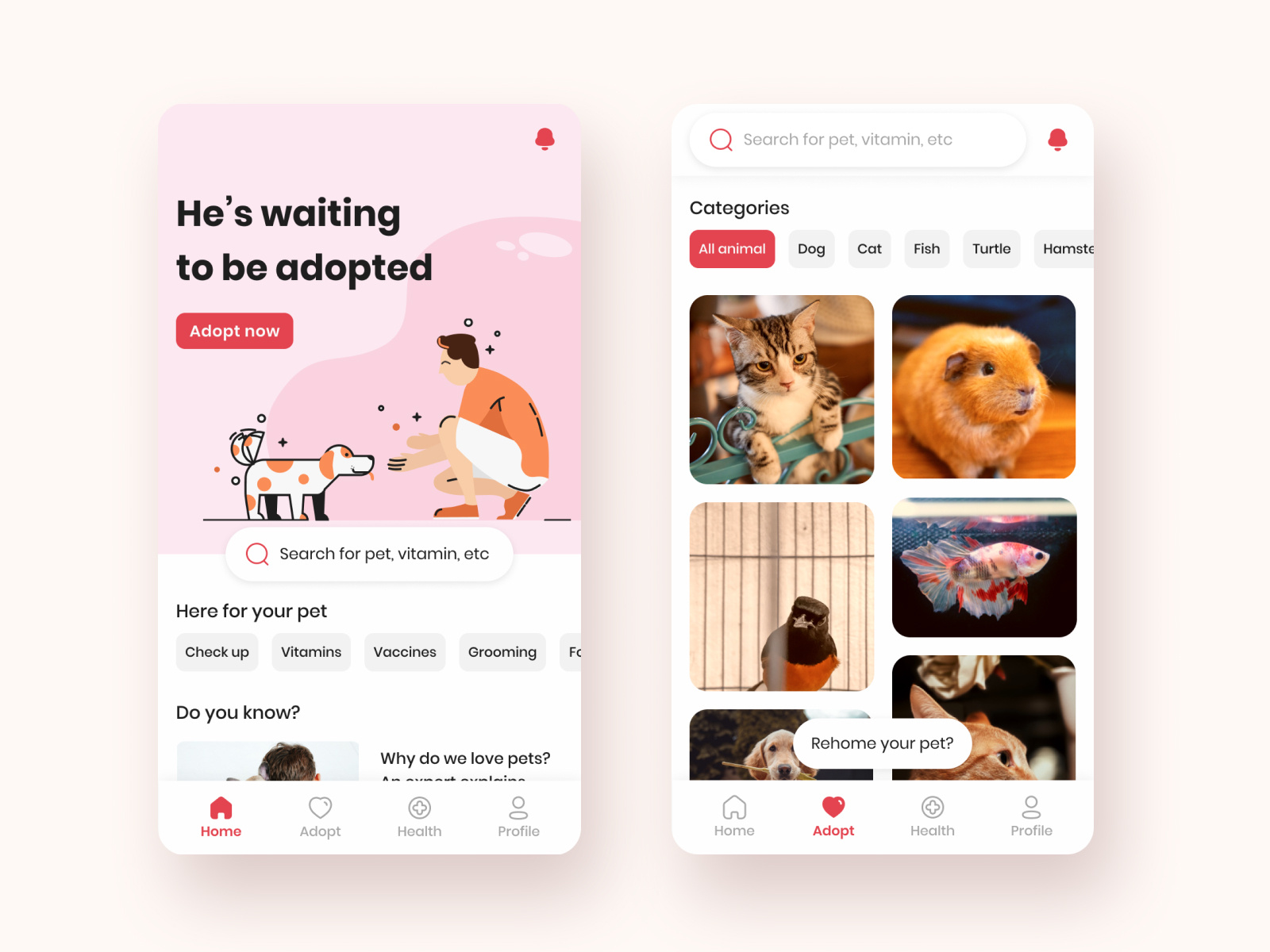 Pet Adoption App Rehome Your Pet? by Angga Maulana on Dribbble