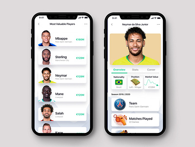 Football Player Profile app football mobile mobile app mobile ui stats ui ux