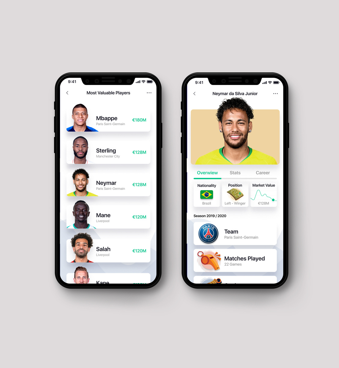 Football Player Profile by OKTAY CANDAN on Dribbble