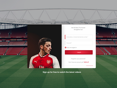 Login Page - Arsenal design football landingpage login loginpage ui ux web webdesign