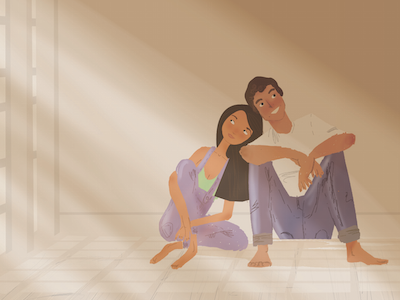 The light characterdesign couple illustration light