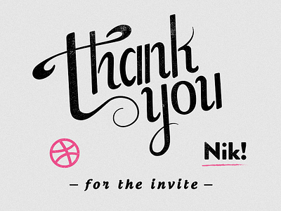 Dribbble Debut debut dribbble hand drawn lettering thank you type