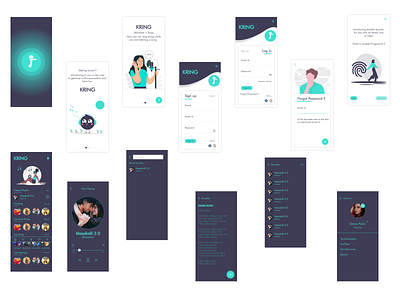 KRING App design flat illustration logo ui ux