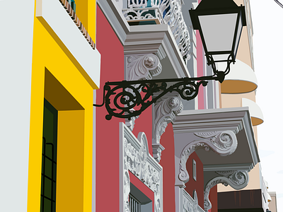 San Juan, Puerto Rico architecture illustration vibrant