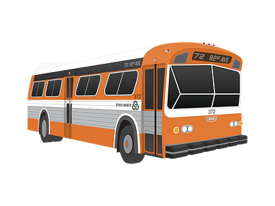 TriMet Bus Illustration (1970s) illustration vector