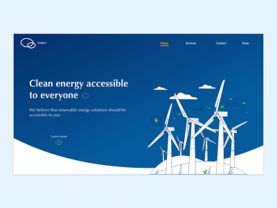 Renewable Energy blue energy hero illustration landing page renewable ux website windmill