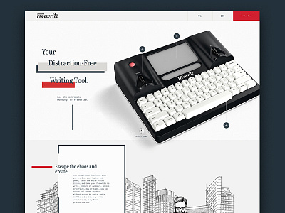 Freewrite 3d avant garde freewrite one page parallax product typewriter typography