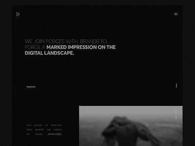 Involve Digital - Homepage. black blur bold dark digital disruption hamburger id justified manifesto menu noise