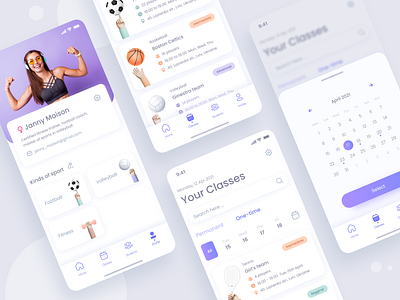 Scheduler app for trainers app app design basketball calendar figma football ios profile page schedule sport ui ux