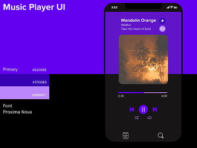 Music Player UI dailyui music music app music app ui music player music player ui typography ui uidesign user interface design userinterface