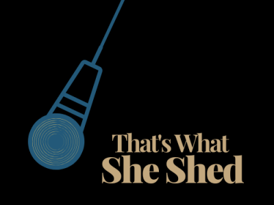 Thats What She Shed logo 3 comedy design hypnosis logo