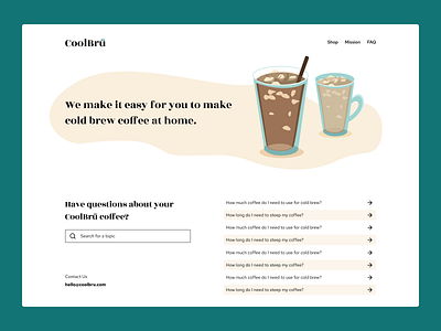 Iced Coffee FAQ coffee coffee cup cold brew faq figma ui webdesign
