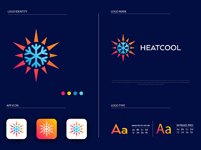 Heatcool brand identity creative logo flat logo gradient logo logo and branding logo design minimal logo minimalist logo modern logo professional logo