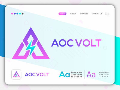 Aoc Volt brand identity creative logo flat logo gradient logo logo and branding logo design minimal logo minimalist logo modern logo professional logo