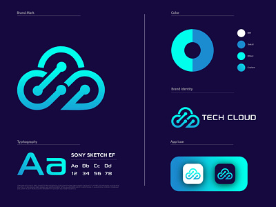 Tech Cloud creative logo flat logo gradient logo logo design minimal logo minimalist logo modern logo professional logo tech logo technology logo