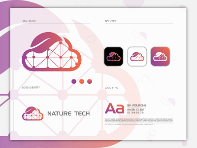 Nature Tech brand identity cloud logo flat logo gradient logo logo and branding logo design minimal logo minimalist logo modern logo tech logo