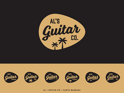 Al's Guitar Company album branding california design digital art dribbble guitar guitar pick guitarist logo music palm palm tree santa barbara store