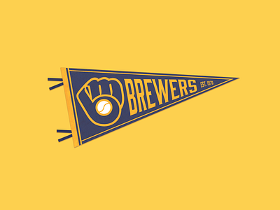Milwaukee Brewers Pennant baseball brewers digital art milwaukee mlb national league old school pennant yellow