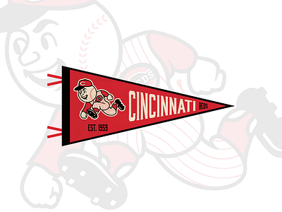 Cincinnati Reds Pennant baseball cincinnati digital art dribbble invite illustration mlb ohio reds