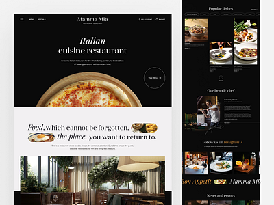 Mamma Mia – Italian restaurant & Food delivery corporate website cuisine design food food delivery landing page restaurant typography ui ux web web design