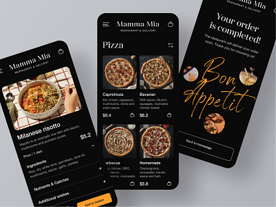 Mamma Mia – Italian restaurant & Food delivery cuisine design food food delivery mobile mobile app restaurant ui ui design ux web web design