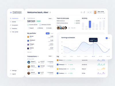 Cryptocurrency Dashboard Design admin charts clean crypto cryptocurrency dashboard design design for crypto interface investment platform ui uiux user interface ux web web design