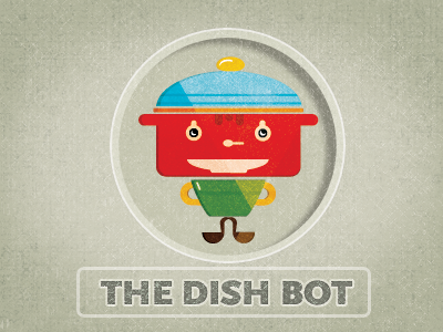 The Dish Bot bot graphic design illustration mark patterns retro robot rockatee texture vintage
