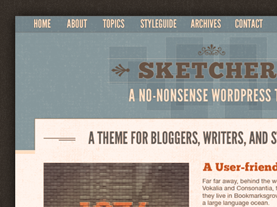 Sketchers - A no-nonsense WordPress theme (WIP) gui header layout mobile first responsive retina rockatee rwd theme ui ux webfonts wordpress wp