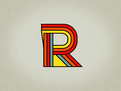 Rockatee Logo 2013 (WIP) branding colorful font geometric identity letter lettering logo r retro type typeface vintage
