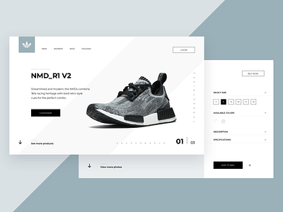 Adidas - Online Store app clean design ecommerce minimal minimalist nike shoe sneaker ui ux web