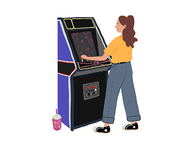 Retro Girl Arcade design illustration web
