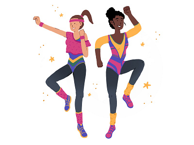 Retro Girls Dancing design illustration web