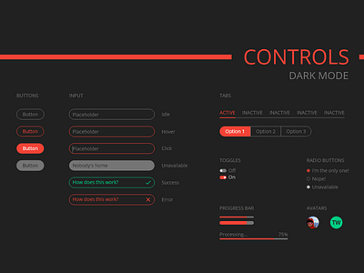 Makeja Styleguide Controls (Dark Mode) app branding design ui