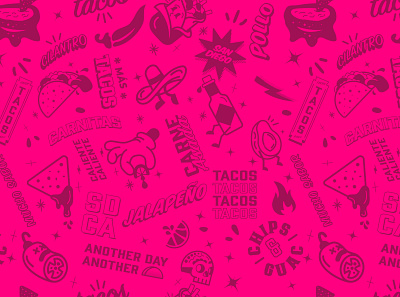Roxy's Tacos Pattern Design branding design graphic design illustration
