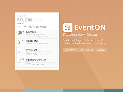 EventON site calendar eventon events