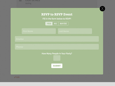 RSVP Lightbox Submission Form lightbox rsvp submission