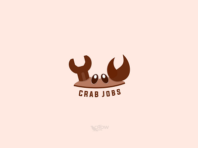 Crab Jobs Logo brand design cartoon cartoon character colour crab cute design graphic design icon jobs jobseeker logo logobrand logotype vector